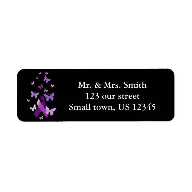 Purple Awareness Ribbon Return Address Label (Front)