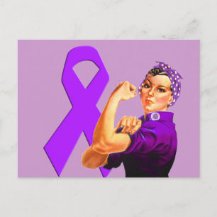 Purple Awareness Ribbon Rosie the Riveter Postcard