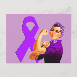 Purple Awareness Ribbon Rosie the Riveter Postcard