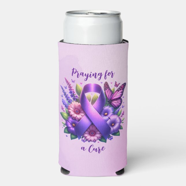 Purple Awareness Ribbon Seltzer Can Cooler (Seltzer Front)