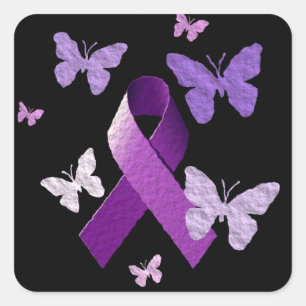 Purple Awareness Ribbon Square Sticker