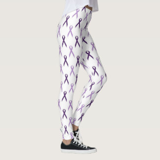 Purple Awareness Ribbons Pattern Alzheimer's Leggings
