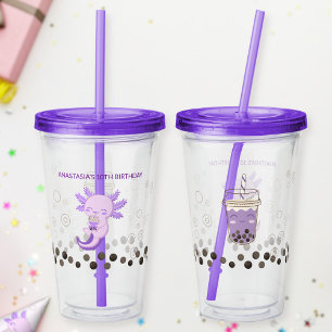Purple Axolotl Boba Milk Tea Acrylic Tumbler