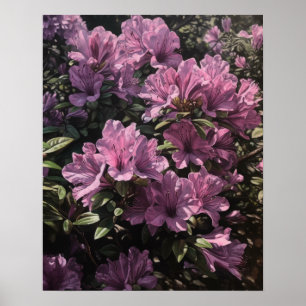 Purple Azalea Flowers Art Print Poster