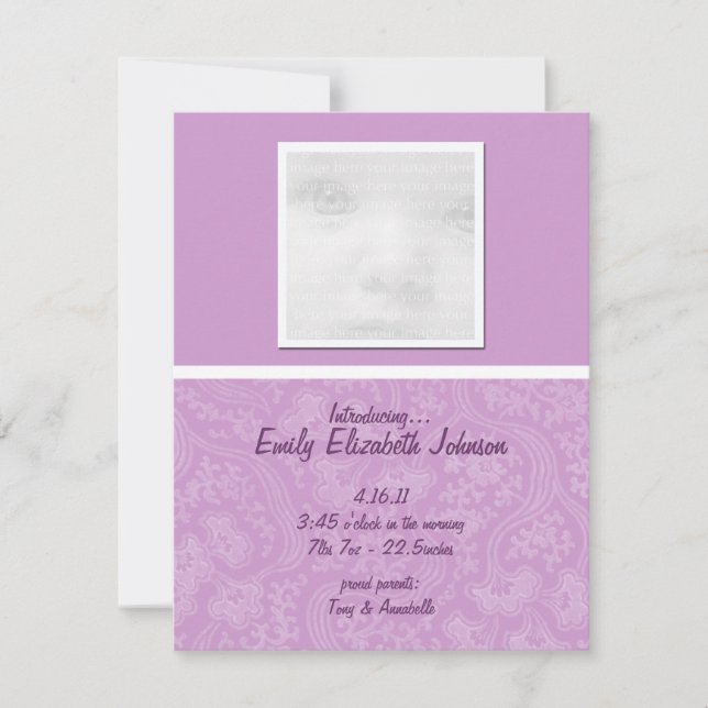 Purple Baby Announcement Cards (Front)