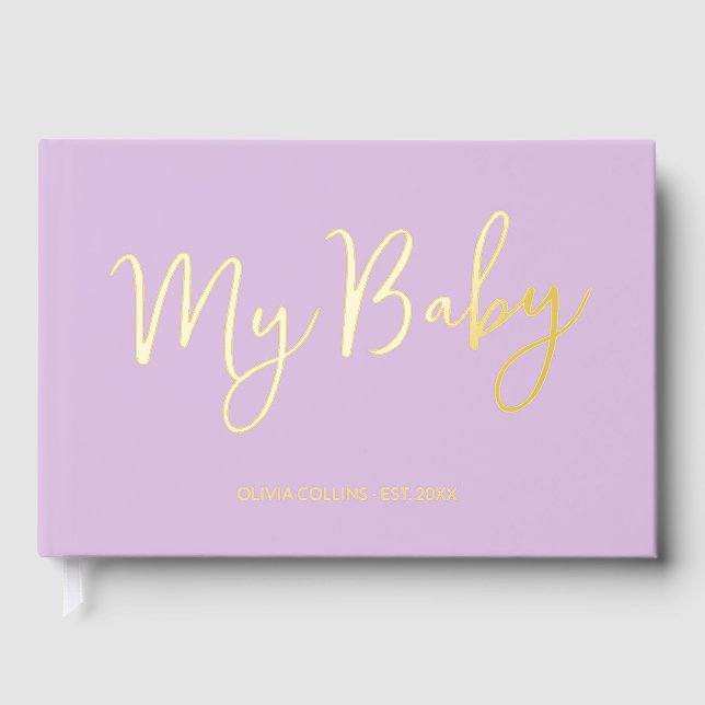 Purple Baby Book Gold Foil Keepsake for Mother (Front)