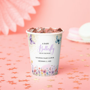 Purple Baby butterfly Baby shower Paper Cups
