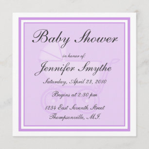 Purple Baby Carriage Baby Shower Invitation