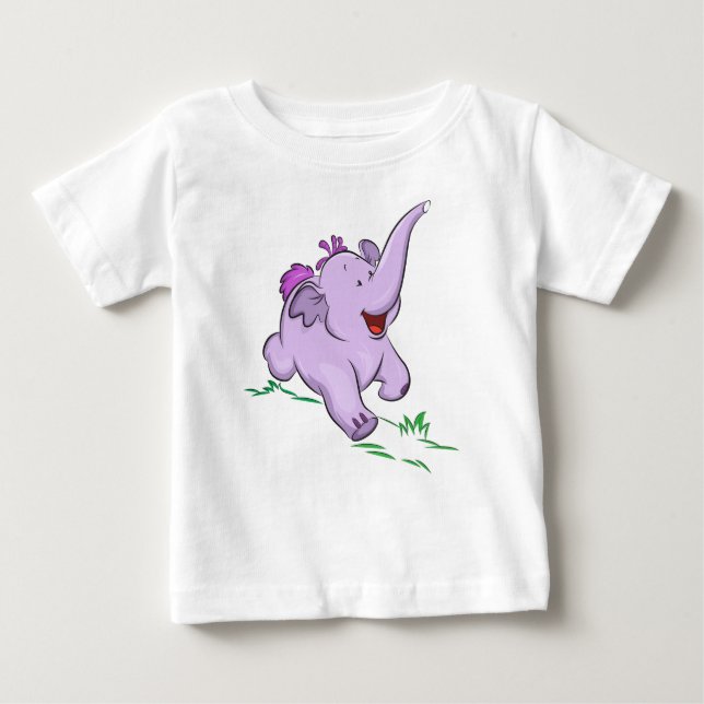 Purple Baby Elephant Kids Bodysuit and T-Shirt  (Front)
