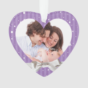 Purple Baby Girl First Christmas Photo Keepsake Ornament