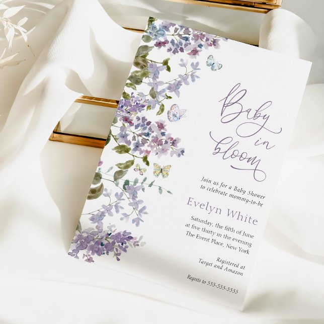 Purple Baby In Bloom Baby Shower invitation (Creator Uploaded)
