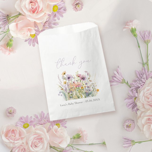 Purple Baby In Bloom Floral Wildflower Baby Shower Favour Bag (Creator Uploaded)