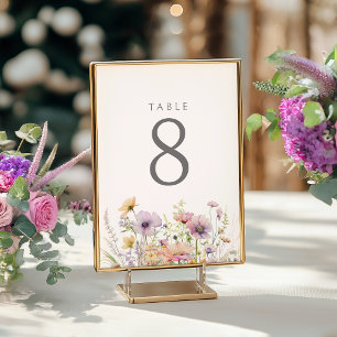 Purple Baby In Bloom Floral Wildflower Baby Shower Table Number