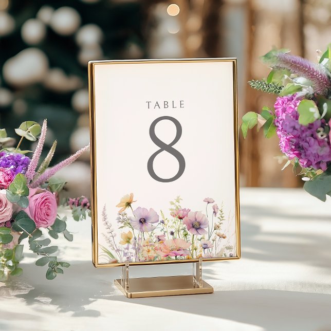 Purple Baby In Bloom Floral Wildflower Baby Shower Table Number (Creator Uploaded)