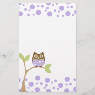 Purple Baby Owl Stationery
