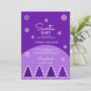 Purple Baby Shower Christmas Snowflakes Trees Holi Invitation