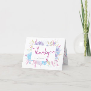 Purple Baby Shower Floral Watercolor Thank You Card
