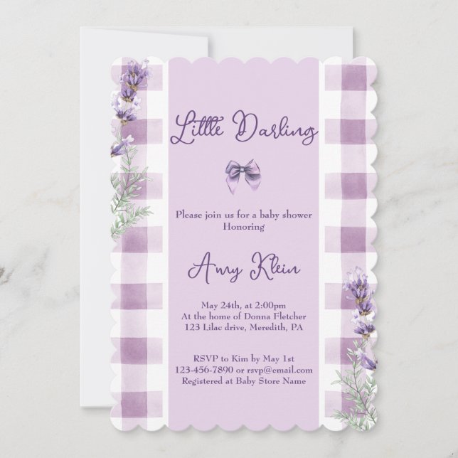 Purple Baby shower invitation  (Front)