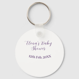 Purple baby shower name date stylish elegantsimple key ring