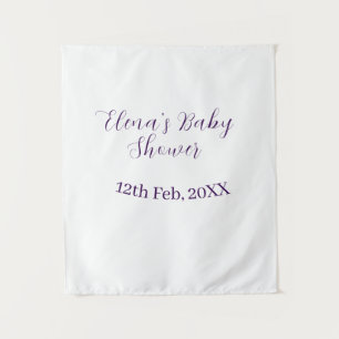 Purple baby shower name date stylish elegantsimple tapestry