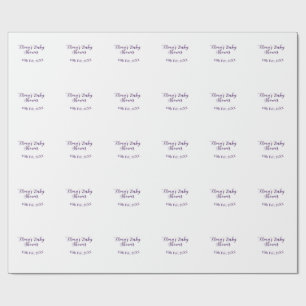 Purple baby shower name date stylish elegantsimple wrapping paper