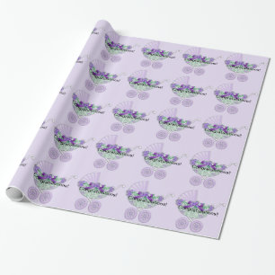 Purple Baby Shower Wrapping Paper