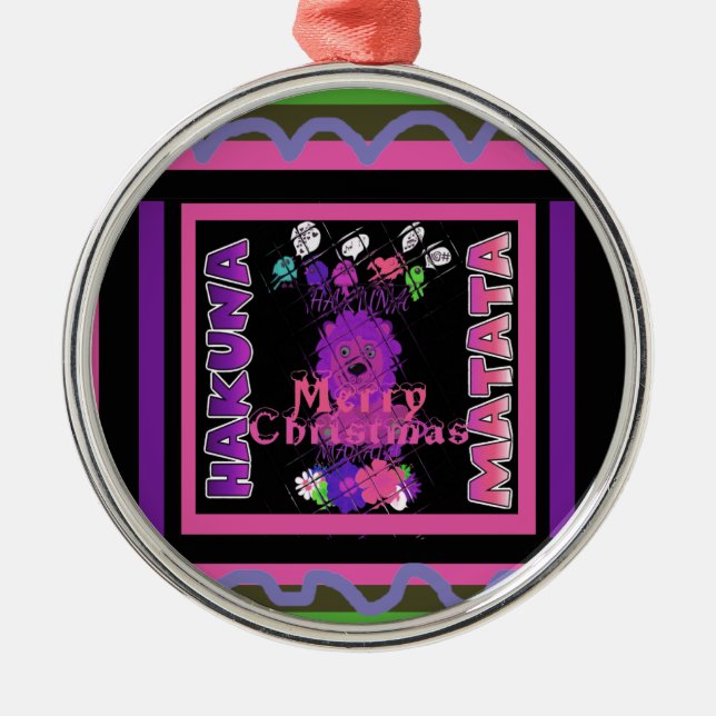 Purple Baby Simba Merry Christmas Collection Metal Ornament (Front)