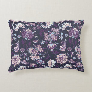 Purple Bacground Floral Seamless Pattern Decorative Cushion