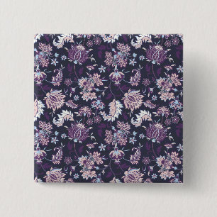 Purple Background Big Floral Seamless Pattern 15 Cm Square Badge