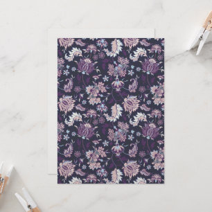 Purple Background Big Floral Seamless Pattern Card