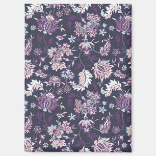 Purple Background Big Floral Seamless Pattern Magnet