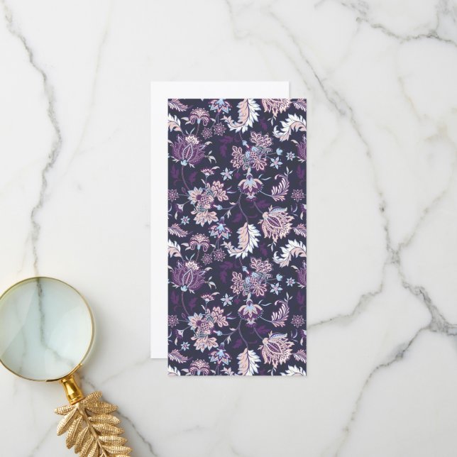 Purple Background Big Floral Seamless Pattern Thank You Card (Front/Back In Situ)