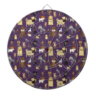 purple background dogs pattern. dartboard