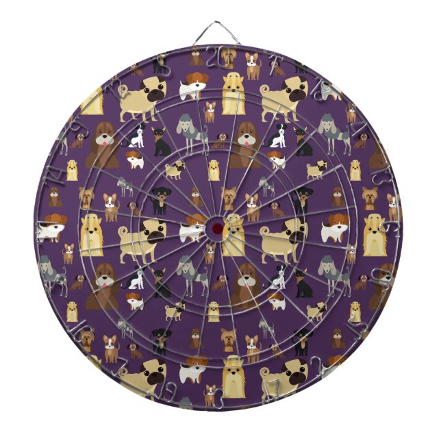purple background dogs pattern. dartboard (Front)