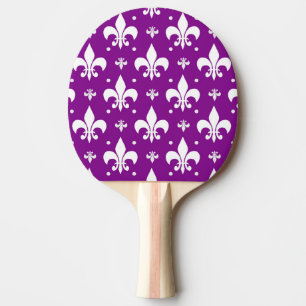 Purple Background Fleur-de-lis Pattern Design Ping Pong Paddle
