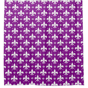 Purple Background Fleur-de-lis Pattern Design  Shower Curtain