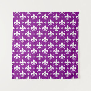 Purple Background Fleur-de-lis Pattern Design  Tapestry