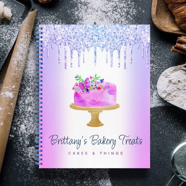 Purple Bakery Cake Glitter Drips Pastry Dessert Notebook (Creator Uploaded)