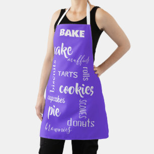 Purple Baking Words Kitchen Apron