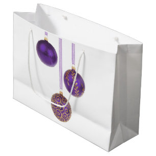 Purple Ball Christmas Ornaments Large Gift Bag