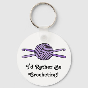 Purple Ball of Yarn & Crochet Hooks Key Ring
