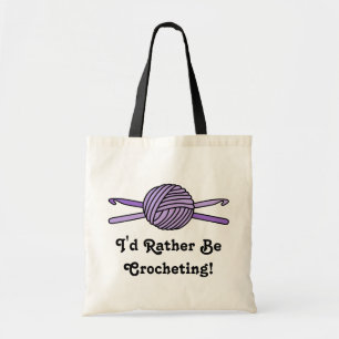Purple Ball of Yarn & Crochet Hooks Tote Bag