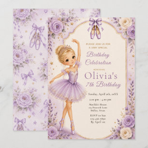 Purple Ballerina Birthday Party Invitation