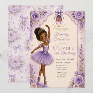 Purple Ballerina Birthday Party Invitation