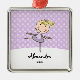 Purple Ballerina Snowflakes Personalised Christmas Metal Ornament