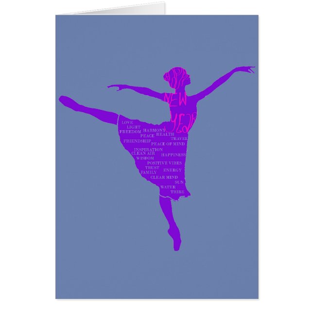 Purple Ballet Dancer New Year Wishes  Posracrs (Front)