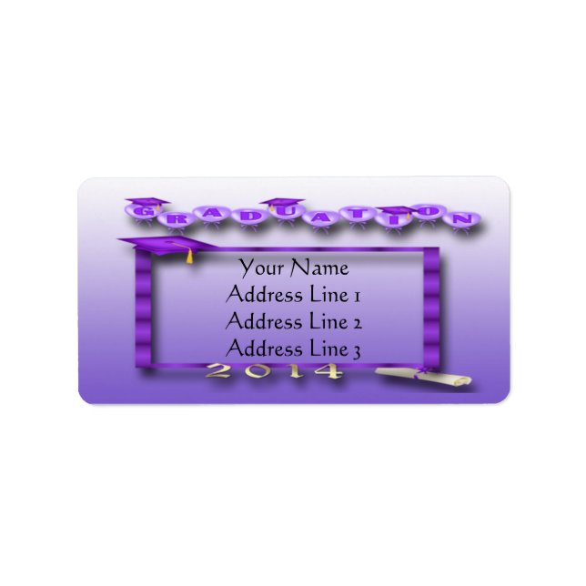 Purple Balloons Grauation Address Labels (Front)