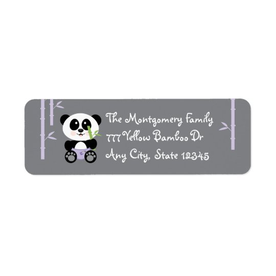 Purple Bamboo Baby Panda in Diapers Return Return Address Label