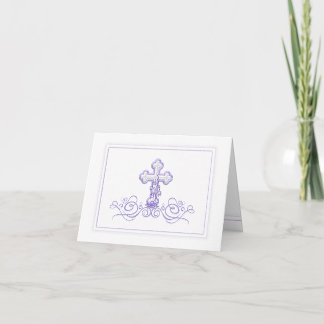 Purple Baptism First Communion Thank You Cards (Front)
