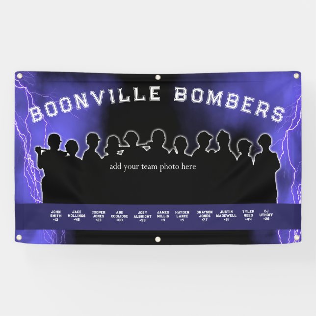 Purple Baseball Softball Dugout Banner Sports Team (Horizontal)